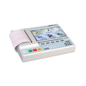 Aparat EKG Grey v.07.305 widok z przodu z wydrukiem.