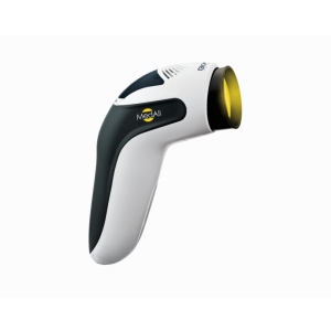 Bioptron MedAll – przenośna lampa do terapii światłem, kompaktowy model z żółtym filtrem.