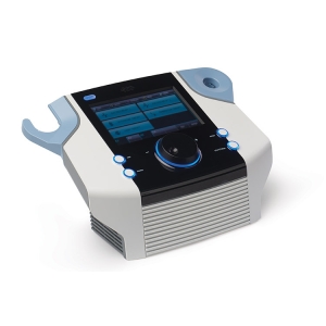 BTL-4110 Premium – urządzenie do fizykoterapii z dużym ekranem dotykowym i pokrętłem do regulacji parametrów zabiegu.