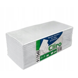 Ręcznik papierowy CLIRO Economic z białej makulatury, składany w systemie ZZ.