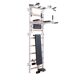 Drabinka gimnastyczna BenchK 700W z poręczą do dipsów i ławką treningową.