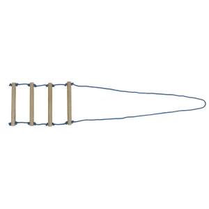Drabinka przyłóżkowa z drewnianymi szczeblami i linką ułatwiającą zmianę pozycji w łóżku.