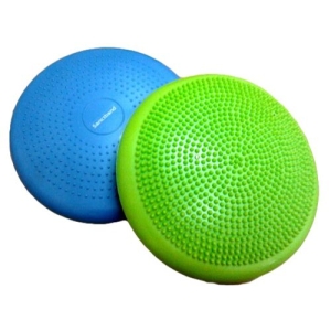 Dyski korekcyjne Sanctband 33 cm w kolorze zielonym i niebieskim, z wypustkami sensorycznymi.