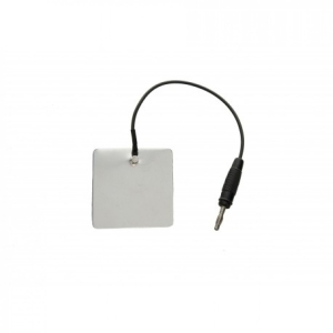 Elektroda aluminiowa z przewodem i wtykiem do aparatu do elektroterapii.