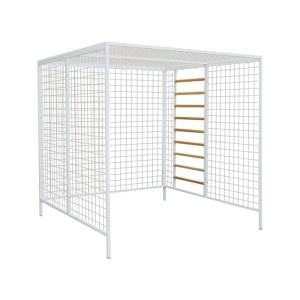 Kabina UGUL D do ćwiczeń i zawieszeń, z metalową konstrukcją i wbudowaną drewnianą drabinką.