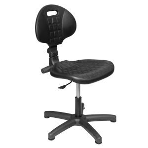 Krzesło medyczne Lambda z regulowaną wysokością i oparciem, na stabilnej pięcioramiennej podstawie.