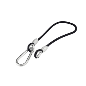 Linka 60 cm z karabińczykiem i wzmacnianymi oczkami, stosowana w podwieszkach i systemach UGUL.