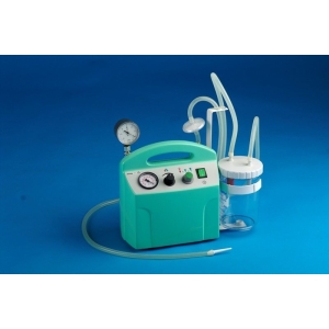 Ssak medyczny Mevacs M20D z dodatkowym manometrem, pojemnikiem i przewodami do odsysania wydzielin.