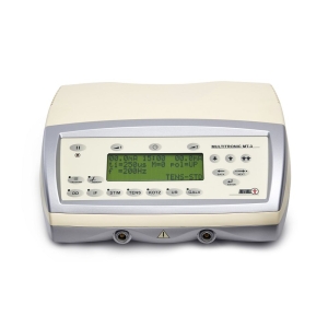 Aparat Multitronic MT-3 do elektrostymulacji z wyświetlaczem LCD i panelem sterowania, widok z przodu.