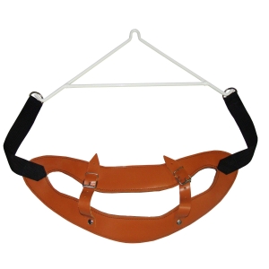 Pętla Glissona z orczykiem, skórzana z regulowanymi paskami i metalowym uchwytem do wyciągu.