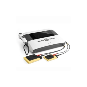 PhysioGo 300A – aparat do elektroterapii z głowicą zabiegową i dwoma elektrodami.