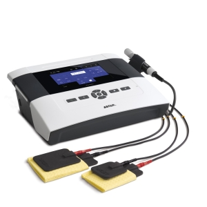 PhysioGo 500I – aparat do elektroterapii i laseroterapii z elektrodami i sondą zabiegową.