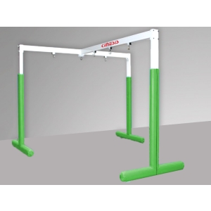 Wolnostojące podwiesie typu T do integracji sensomotorycznej, z belkami i punktami mocowania akcesoriów terapeutycznych.