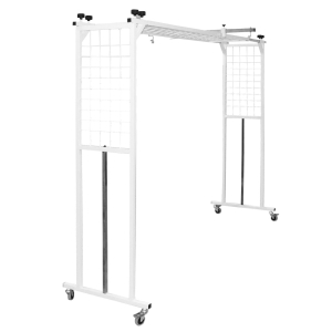 Przyłóżkowe urządzenie rehabilitacyjne PUR z kratownicą i kółkami do ćwiczeń w odciążeniu.