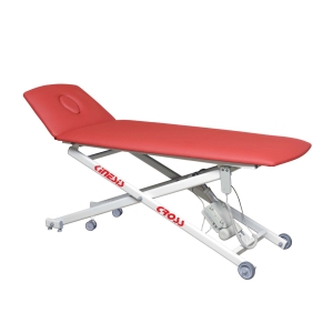 Stół rehabilitacyjny CROSS 2 z elektryczną regulacją wysokości i regulowanym zagłówkiem z otworem na twarz.