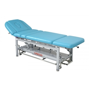 Stół rehabilitacyjny PRO 7 KINESIS z turkusową tapicerką i regulowaną sekcją zagłówka.