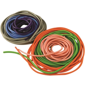 Zestaw tubingów Sanctband w różnych kolorach, w tym brzoskwiniowy o oporze extra lekkim.