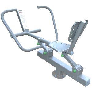 Wioślarz KINESIS – urządzenie do ćwiczeń na zewnętrznej siłowni, z siedziskiem i uchwytami do treningu ramion i tułowia.