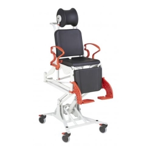 Wózek multipozycyjny Phoenix hydrauliczny z regulacją wysokości i oparcia, wyposażony w zagłówek i podnóżki.