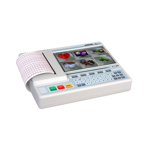 Aparat EKG Grey v.07.205 widok z przodu z wydrukiem.