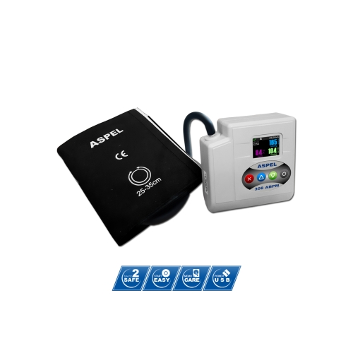 ASPEL 308 ABPM v.101 – holter ciśnienia z mankietem i wyświetlaczem do monitorowania ciśnienia tętniczego.