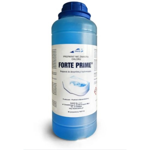 Forte Prime – preparat do dezynfekcji hydromasażu w butelce 1 l, bez zawartości chloru.