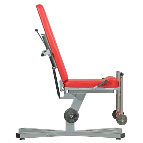 Fotel LEG FORCE FEEDBACK – konstrukcja boczna z regulacją oparcia i obciążnikami.