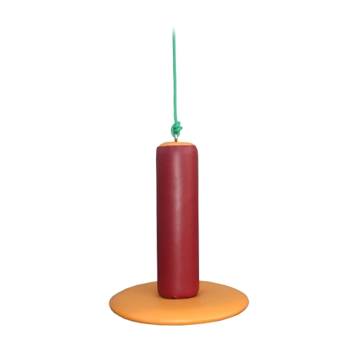 Huśtawka Grzybek do terapii SI, podwieszana, z miękką okrągłą podstawą i walcowym siedziskiem.