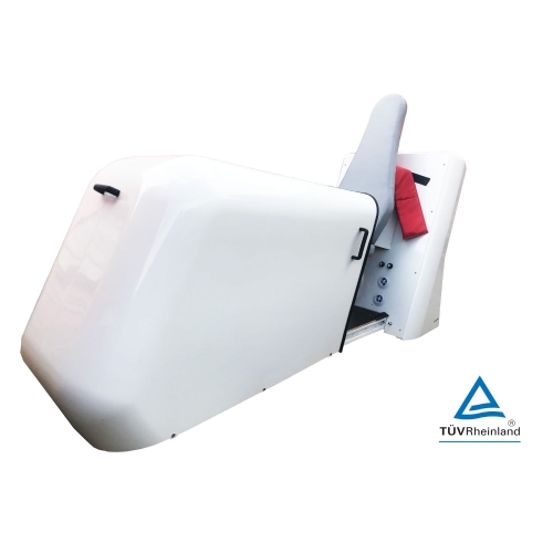 Kabina DUO DRY JET do suchych kąpieli CO₂ i ozonu, widok z boku z zamkniętą obudową.