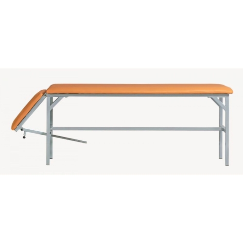 Kozetka lekarska KZ widok boczny z maksymalnie uniesionym oparciem.