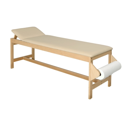 Leżanka drewniana KLD1 w kolorze buk z regulowanym oparciem i uchwytem na podkład.