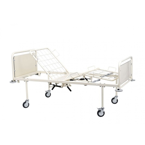 Łóżko rehabilitacyjne A-4 3SG z regulowanym oparciem i segmentami, bez osprzętu dodatkowego.
