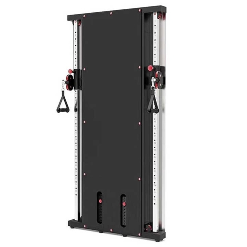 Multifunkcyjna kolumna do ćwiczeń MND z regulowanymi prowadnicami i uchwytami do treningu oporowego.