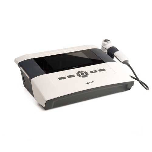 PhysioGo 200A – aparat do elektroterapii z głowicą zabiegową podłączoną przewodem.