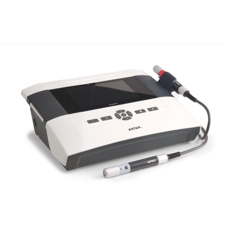 PhysioGo 400C – aparat do laseroterapii z podłączoną sondą zabiegową.