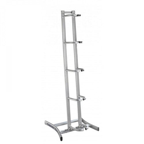 Regał TB do przechowywania piłek lekarskich, metalowa konstrukcja z wielopoziomowymi uchwytami.