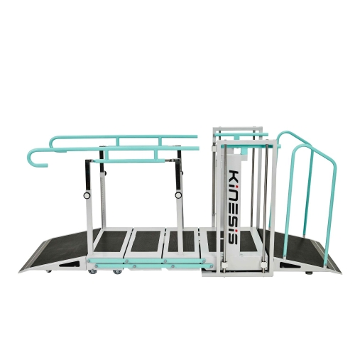 Platforma treningowa GoStep z regulacją wysokości i bocznymi poręczami do nauki chodu.