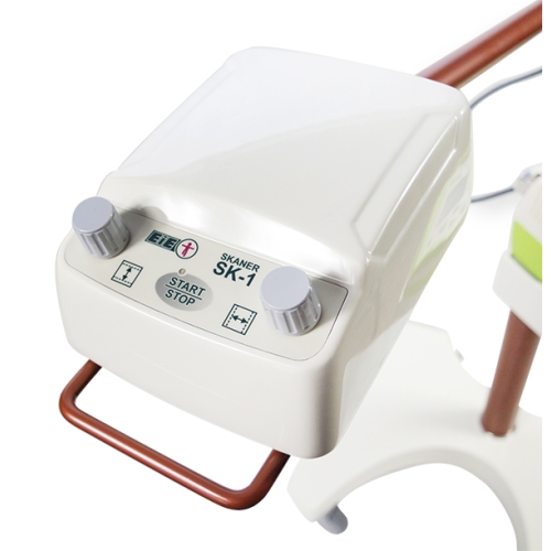 Głowica skanera laserowego SK-1 z pokrętłami regulacyjnymi i przyciskiem START/STOP.