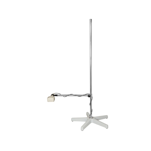 Statyw do aplikatora w układzie poziomym, z regulacją położenia ramienia.