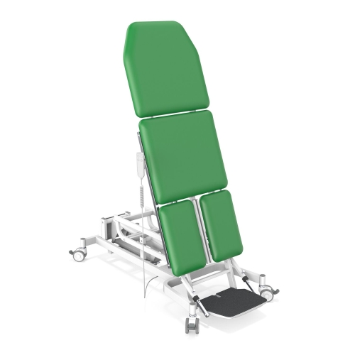 Stół pionizacyjny BLUEFORD z regulowanymi segmentami leżyska i elektryczną zmianą pozycji.