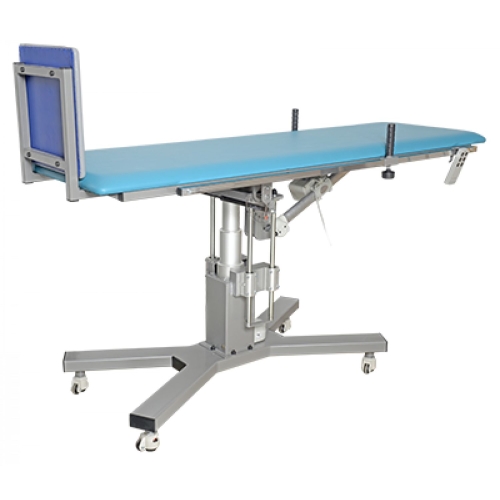 Stół pionizacyjny SP-E2 z regulowanym leżyskiem i mechanizmem podnoszenia na stabilnej podstawie.