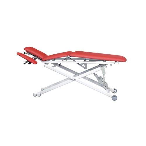Stół rehabilitacyjny CROSS 3P w pozycji pośredniej, z trzema segmentami leżyska i stabilną ramą.