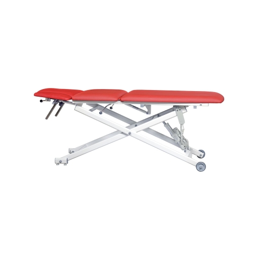 Stół rehabilitacyjny CROSS 3P w pozycji leżącej, z trzema segmentami i mechanizmem regulacji kąta.