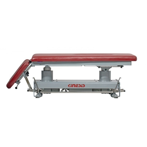 Stół rehabilitacyjny PERFECT II z podniesionym zagłówkiem i regulacją pod ramiona pacjenta.