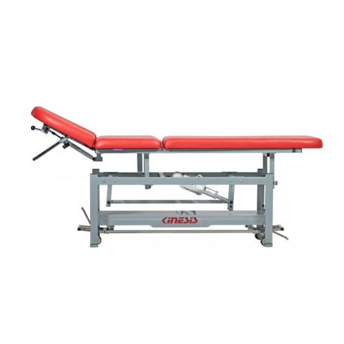 Stół PRO 3 KINESIS w pozycji płaskiej, widok boczny z podnoszoną sekcją głowy.