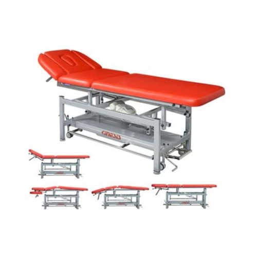 Stół PRO 3 KINESIS prezentowany w kilku konfiguracjach pracy, regulowane trzyczęściowe leże.