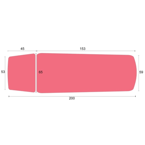 Schemat wymiarów stołu PROFI 2 PLUS KINESIS z oznaczeniem długości i szerokości segmentów.