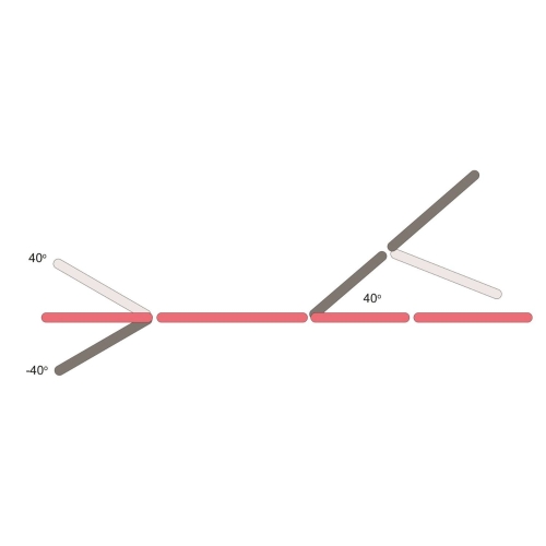 Schemat regulacji kątów segmentów stołu rehabilitacyjnego PROFI 4 Plus.