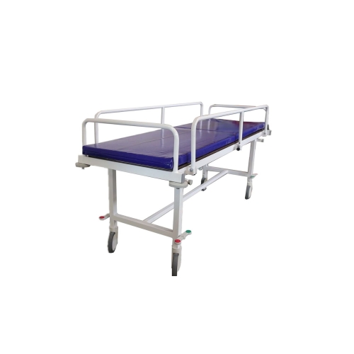 Wózek kąpielowy TRUCK-SW z materacem i składanymi poręczami bocznymi.