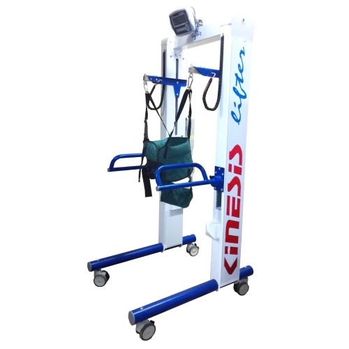 LIFTER do nauki chodu z uprzężą rehabilitacyjną zamocowaną na systemie odciążenia.